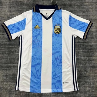 เสื้อกีฬาแขนสั้น ลายทีมชาติฟุตบอล Argentina 22 23 ชุดเหย้า คุณภาพสูง