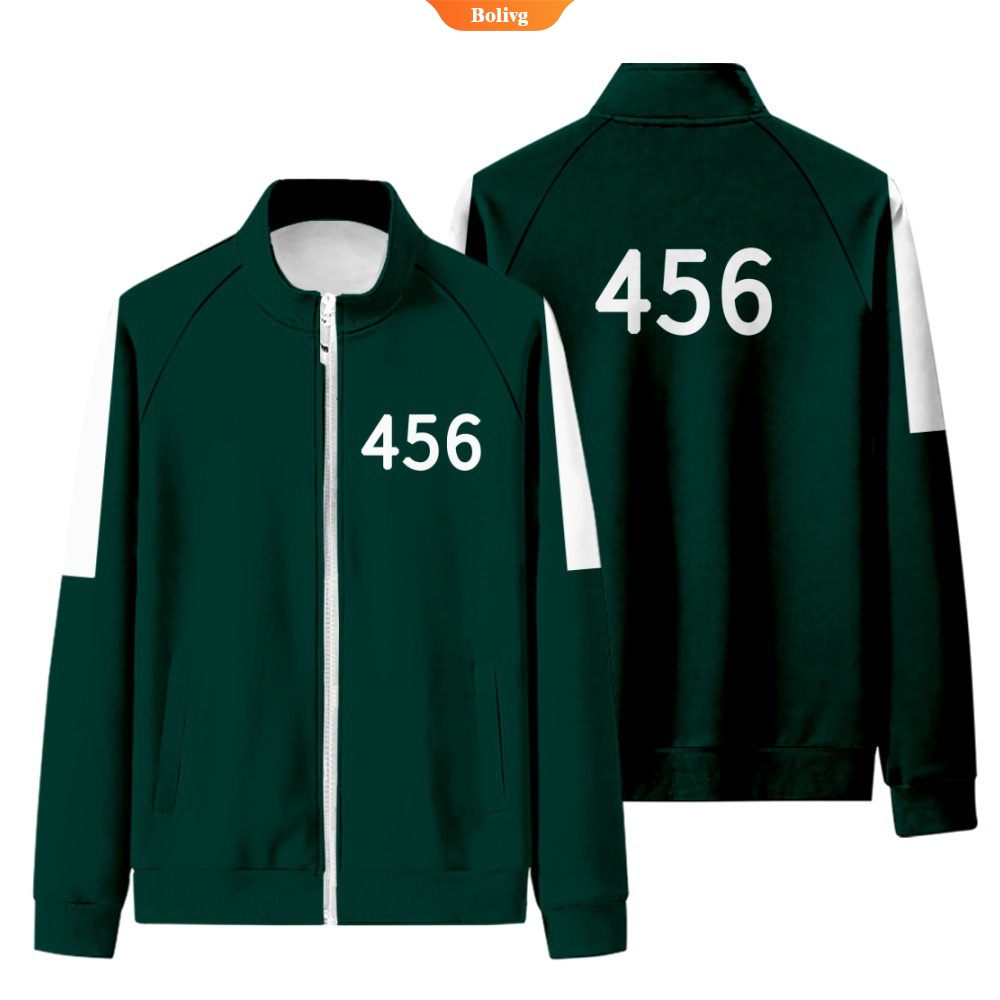 Squid Game Tracksuits ผู้หญิง/ผู้ชายชุดแขนยาว Outerwear กางเกงขายาว 456 001 218 ฮาโลวีนคอสเพลย์ผู้ให