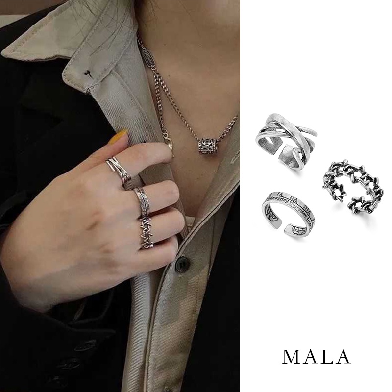 ชุดแหวนฮิปฮอป เปิดบุคลิกภาพ รูปดาว สไตล์เรโทร สําหรับชาย และหญิง
