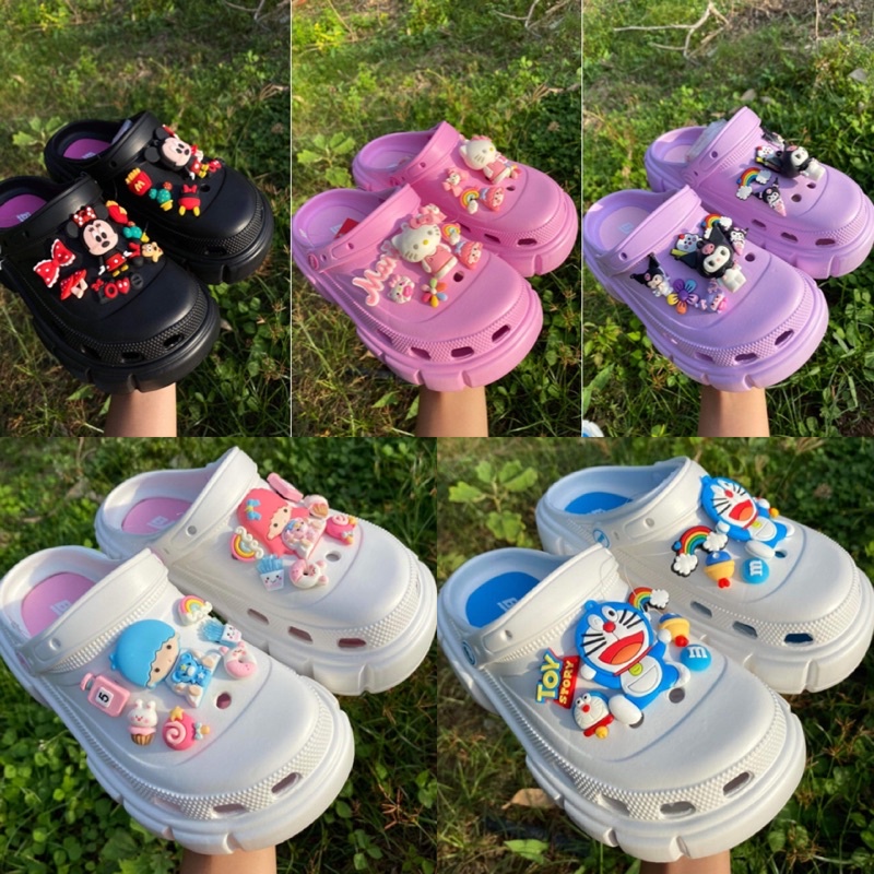🔥พร้อมส่ง🔥รองเท้าหัวโต บาโอจิ ทรงรถถัง ติดการ์ตูนสวย ๆ น่ารักๆ เสริมส้น สูง 7 ซม.(แนะนำให้ลดลง 1 size นะคะ)