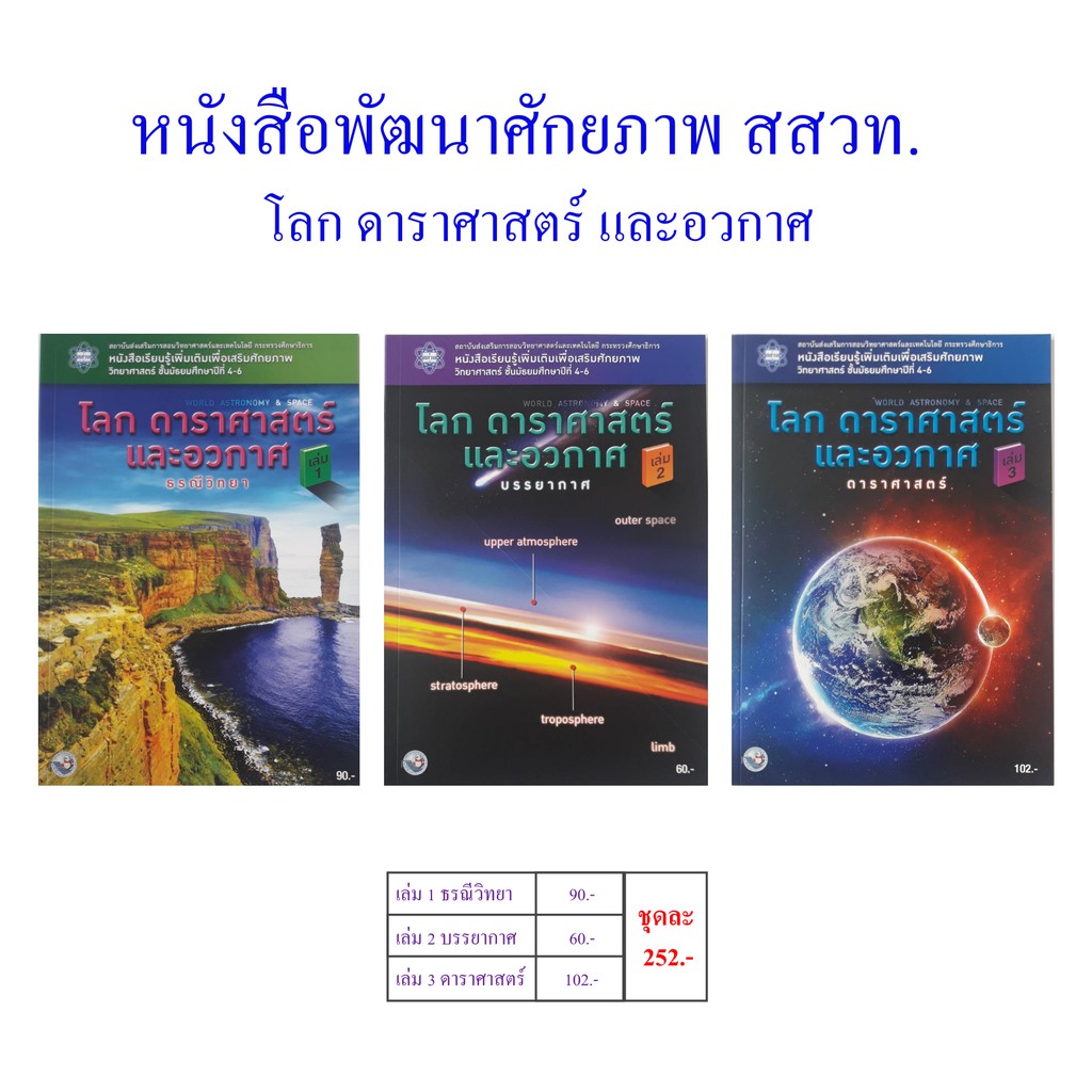 หนังสือฯ เสริมศักยภาพ สสวท. ม.4-6 โลก ดาราศาสตร์ และอวกาศ ห้องเรียนคณิตวิทย์(3เล่ม/ชุด)
