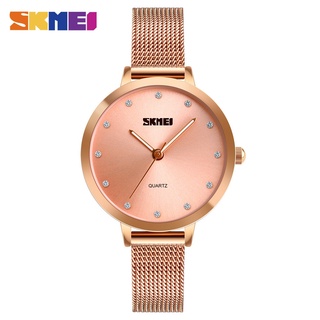 SKMEI Fashion Women Watches Luxury Stainless Steel Strap Quartz Watch Ladies 3bar Waterproof Wristwatches Relogio Femini