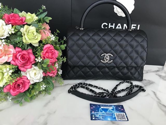 Chanel Coco 10.5” Black Caviar RHW Holo23