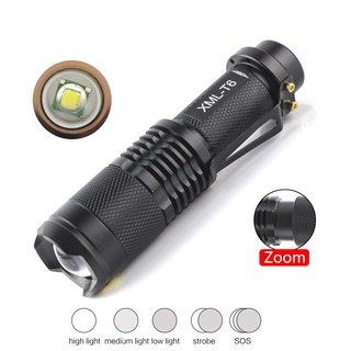 ไฟฉาย Mini LED 2000LM CREE XML-T6 รุ่นใช้แบตเตอรี่ 18650 พร้อมที่ชาร์จ