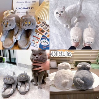 ส่งจากไทย🐈💕 รองเท้า รองเท้าแมว Slipper สลิปเปอร์ขนนุ่ม รองเท้าใส่ในห้อง รองเท้าขนนุ่ม รองเท้ากันหนาว รองเท้าน่ารัก