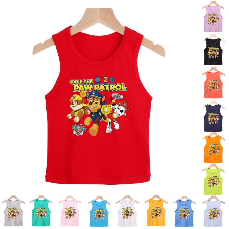 เสื้อกล้ามแขนกุดผ้าฝ้าย 100% ลายการ์ตูน Paw Patrol 8 สีสําหรับเด็ก