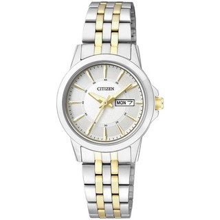 CITIZEN Quartz Ladies Watch Stainless Strap รุ่น EQ0608-55A- 2กษัตริย์ Gold/Silver White