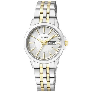 CITIZEN Quartz Ladies Watch Stainless Strap รุ่น EQ0608-55A- 2กษัตริย์ Gold/Silver White