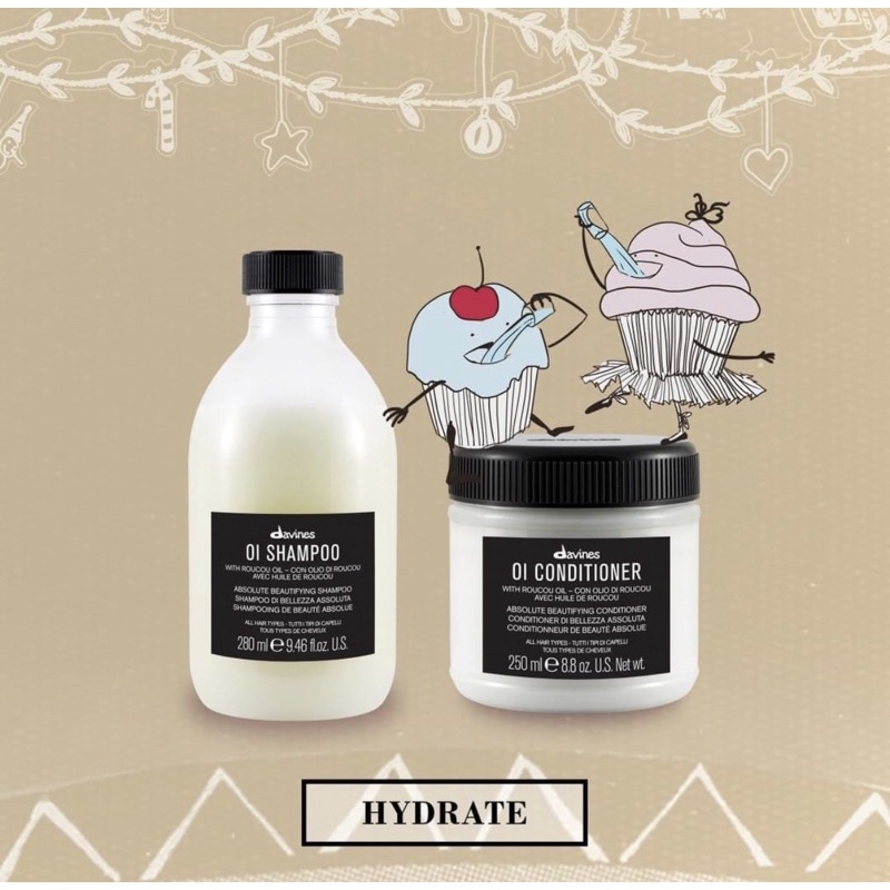 DAVINES OI แชมพู+ครีมนวดผม สูตรอ่อนโยน ให้เส้นผมแข็งแรง เพิ่มความเงางามให้เส้นผม แชมพู 280 ML. ครีมนวดผม 250 ML.
