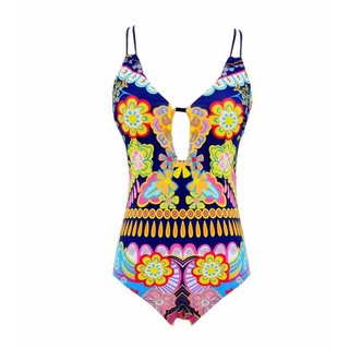 Bohemia Ethic Pattern Deep-V Monokini One Piece Swimsuit