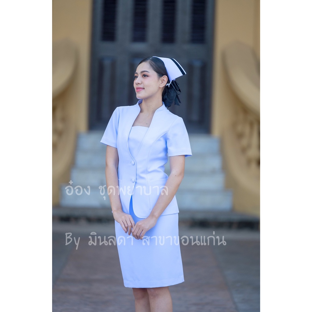 พร้อมส่ง**เฉพาะเสื้อ**คอปีนแขนสั้น ผ้าวาเลนติโน่ ขาวโอโม่ ชุดพยาบาลสำเร็จรูป เกรดดี ชุดพยาบาลร้านอ๋อง ราคา ถูกที่สุด ดีลบีเคเค แกลเลอรีภาพที่ 5