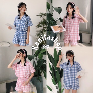 💕Pajamas set ลายสก๊อต ลุคคุณหนูมาก cotton 100% มาเพิ่มใหม่นะคะ❤🍭