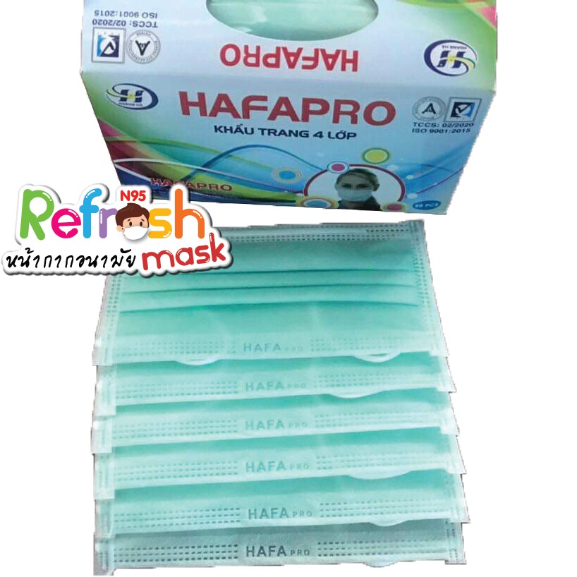 Hafapro (เขียวมิ้นท์) หน้ากากอนามัย 4 ชั้น Hafa Pro เกรดโรงพยาบาล หน้ากากอนามัยทางการแพทย์ Surgical 