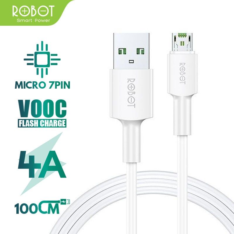 [ROBOT R-VM] VOOC MICRO USB FLASH CHARGING 4A VOOC REALME 3 PRO/ OPPO F1 PLUS/F3 PLUS/F9 PRO/F11 PRO