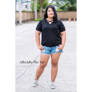 🔥Sale🔥เสื้อสาวอวบ คอวีไขว้หน้า อก40-50นิ้ว Oversize Bigsize