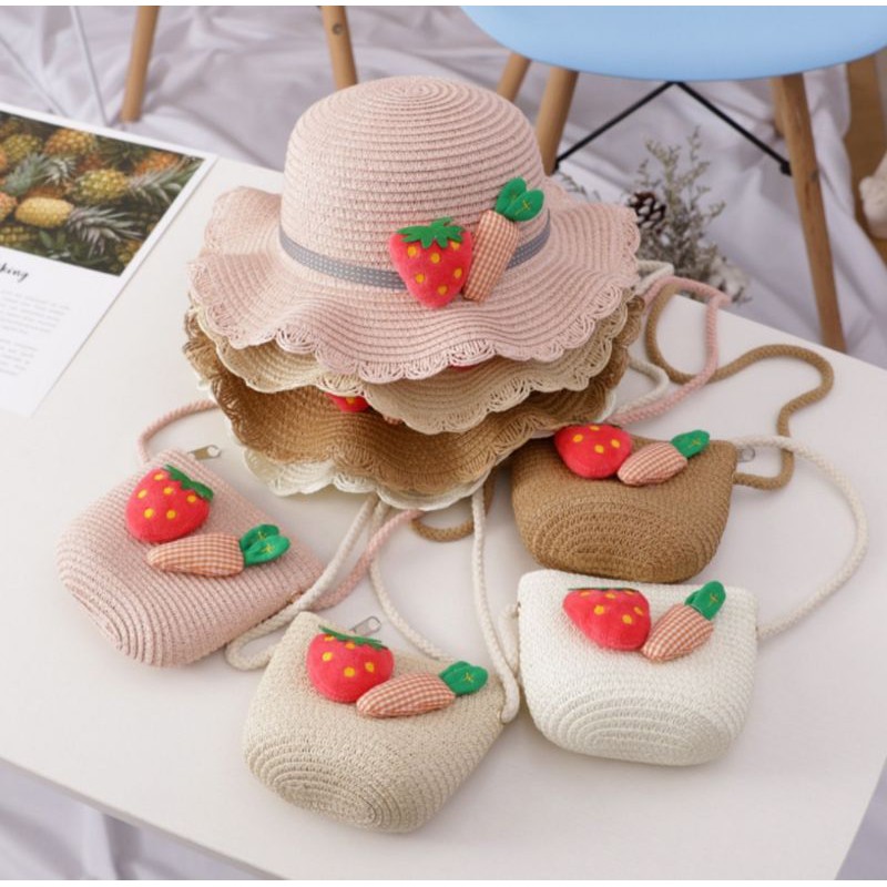 หมวกสานและกระเป๋าเด็กผู้หญิง2-7ขวบ🍓หลายแบบ🥕พร้อมส่งจากไทย