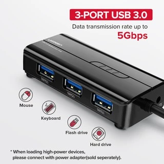 Ugreen อะแดปเตอร์การ์ดเครือข่าย USB 3.0 2.0 HUB to RJ45 Lan