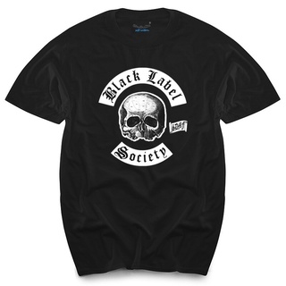 ROUND คอลูกเรือเสื้อยืดผ้าฝ้าย พิมพ์ลายตัวอักษร BLACK LABEL SOCIETY 1 สีดํา สไตล์พังก์ เหมาะกับฤดูร้อน สําหรับผู้ชาย-4XL