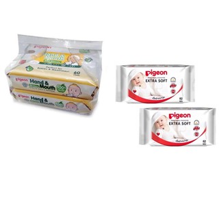 ✐♝Pigeon baby wipes เบบี้ไวฟ์ ทิชชู่เปียก 2ห่อ