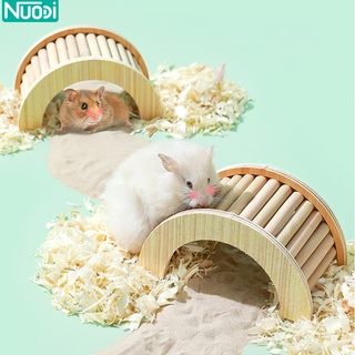 Nuodi ของเล่นหนูแฮมเตอร์ Hamster Toy สะพานไม้ บันไดไม้ อุโมงคืไม้ ตกแต่งกรง สะพานโค้ง บันไดไต่ สะพานแต่งกรง ของเล่นไม้