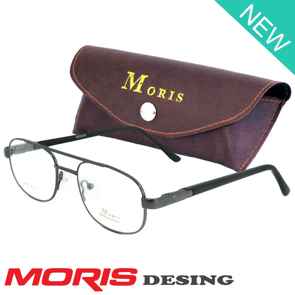 Moris แว่นตา รุ่น 5062 สีเทา กรอบเต็ม ขาสปริง วัสดุ สแตนเลส สตีล (สำหรับตัดเลนส์) กรอบแว่นตา Eyeglas