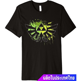 เสื้อยืดครอปนินเทนโด ตำนานแห่งเซ้า การ์ตูน เกมส์ญี่ปุ่น Legend Of Zelda Triforce Logo Paint Splatter Premium T-Shirt tee