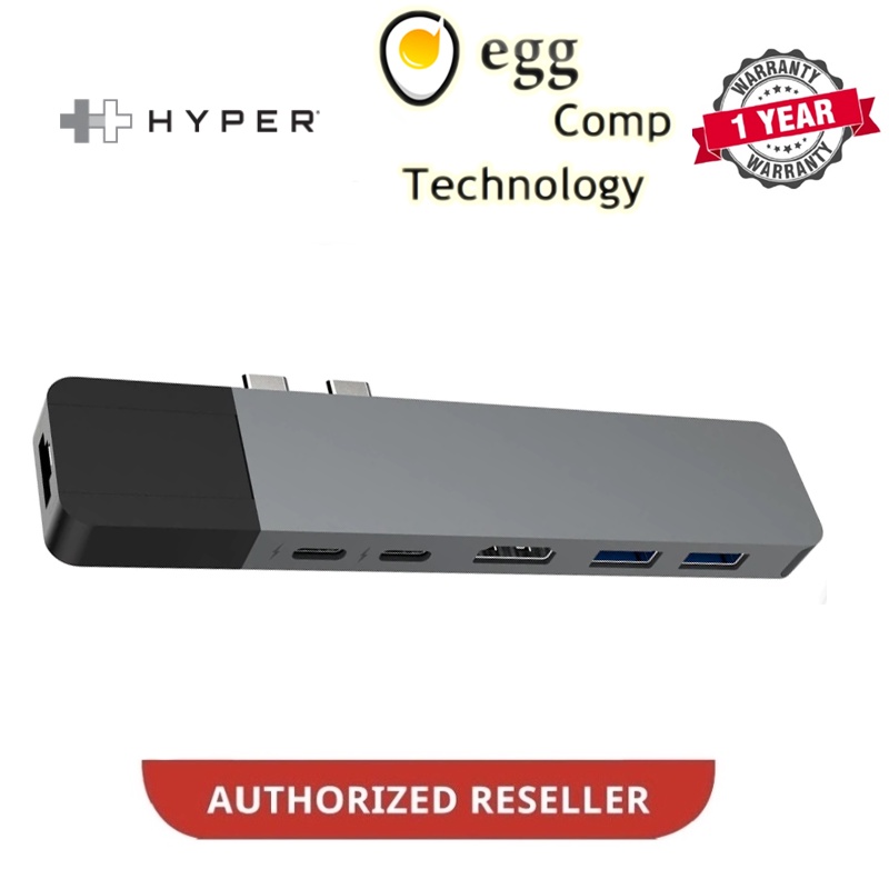 HYPER HYPERDRIVE NET 6 IN 2 USB C HUB[ Ethernet HDMI 2  USB-A 5Gbps USB-C 40Gbps 100W USB-C 5GBPS 60
