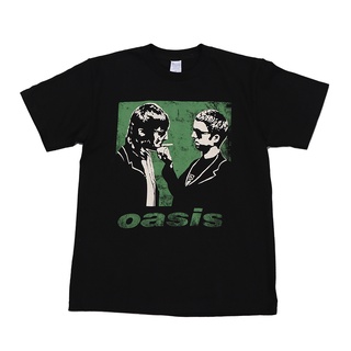 เสื้อยืดแขนสั้น พิมพ์ลายวงร็อค Oasis acdc queen nirvana สีดํา สไตล์เรโทร