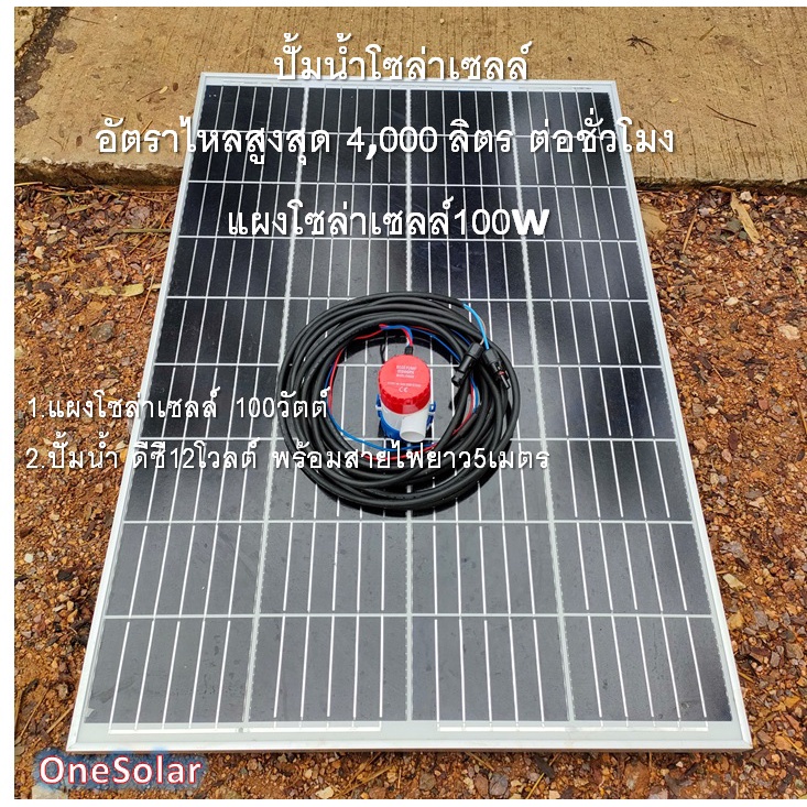 ชุดปั้มน้ำโซล่าเซลล์ 1100 GPH 12V รวมแผง100w น้ำพุ น้ำตก บ่อปลา ตู้ปลา แต่งสวน ชุดปั้มน้ำ12Vพร้อมใช้