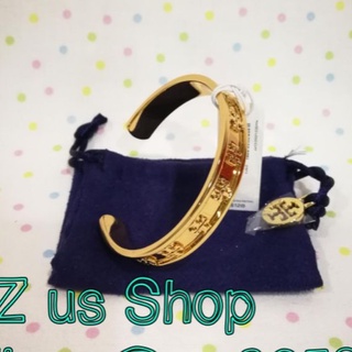 TORY BURCH ENAMELED RAISED-LOGO Cuff : gold/silver (งานชอป)​