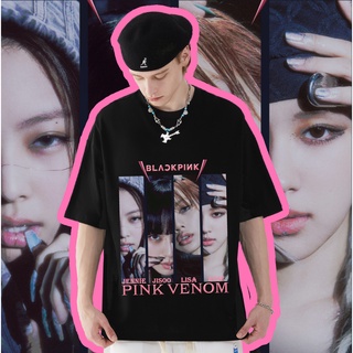 เสื้อยืดผ้าฝ้ายCOTTON เสื้อ blackpink album pink venom แบล็คพิ้ง Jennie Lisa เสื้อผ้าแฟชั่น Jisoo เสื้อยืดสไตล์เกาหลี Ro