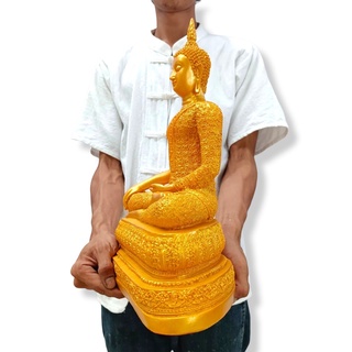 พระสะดุ้งมาร พระพุทธรูปตัดกรรม หน้าตัก 9 นิ้ว สีทองPremiumGold เหมาะบูชาเองที่บ้านหรือถวายทำบุญที่วัดก็ดี