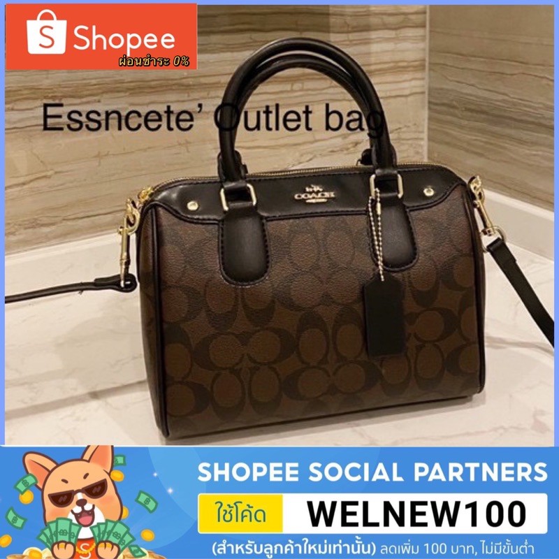 COACH กระเป๋าสะพายทรงหมอน Mini Bennett Satchel In signature  รุ่น F32203ขนาด ยาว 9 x สูง 6.5 x กว้าง