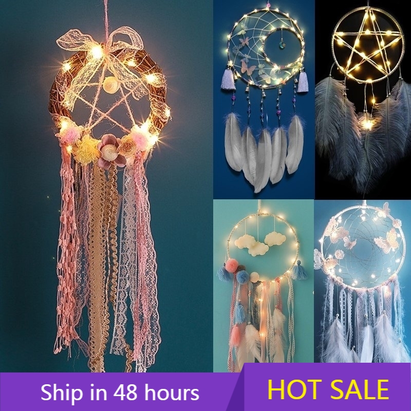 BestlifeLED Lighting Dream Catcher Girls Dreamlike Feather ห้องนอนโรแมนติก Dreamcatcher