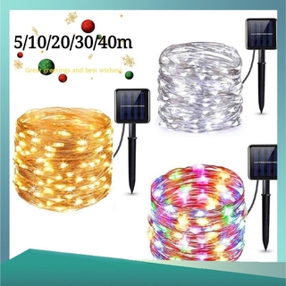 สายไฟ LED พลังงานแสงอาทิตย์ แบบกันน้ำ สำหรับประดับตกแต่ง, 42/32/22/12/6 เมตร