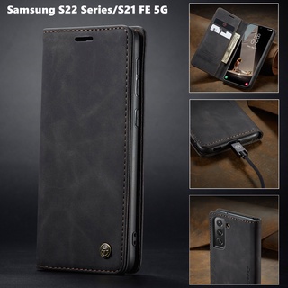 เคสโทรศัพท์มือถือหนัง ฝาพับแม่เหล็ก พร้อมช่องใส่บัตร สําหรับ Samsung Galaxy S22 21 Ultra Plus S22+ S21 S20 FE 4G 5G