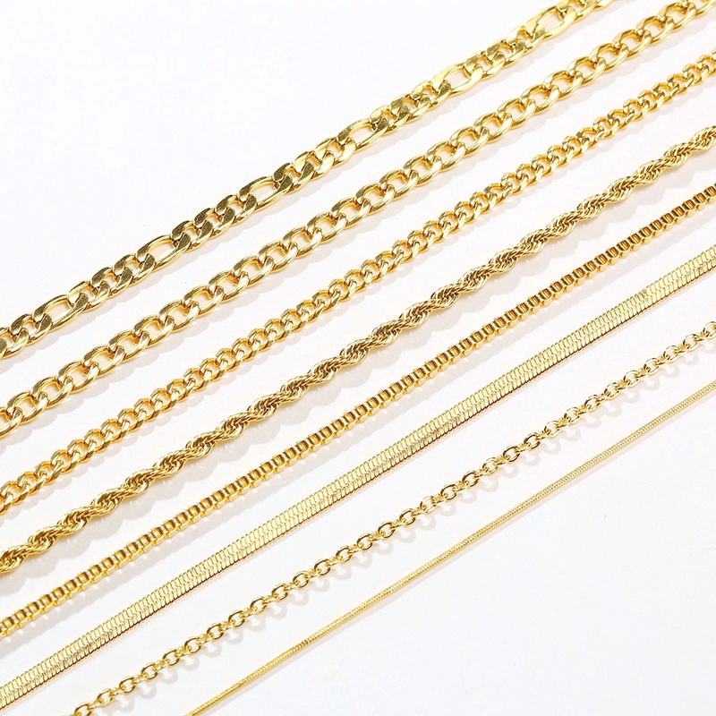 Vnox สร้อยคอโซ่ทอง 18 k สำหรับหมั้น แต่งงาน เครื่องประดับแฟชั่นผู้หญิง ผู้ชาย ขนาด 16-24 นิ้ว