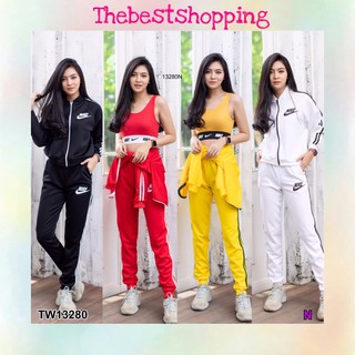 Thebest :: Set sport 3 ชิ้น เสื้อแจ็คเก็ตแขนยาว +เกงวอร์ม มี 4 สี (No.8.2) 💐