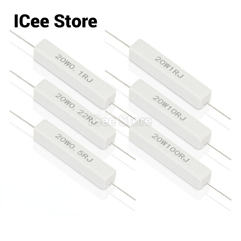 ตัวต้านทานซีเมนต์ 20W SQP 0.1R-470R 1R 2R 2.2R 2.5R 3R 4R 5R 8R 10R 30R 33R 200R 470R โอห์ม 2 ชิ้น