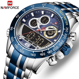 Naviforce นาฬิกาข้อมือควอตซ์สปอร์ตสแตนเลสหรูหราสําหรับผู้ชาย