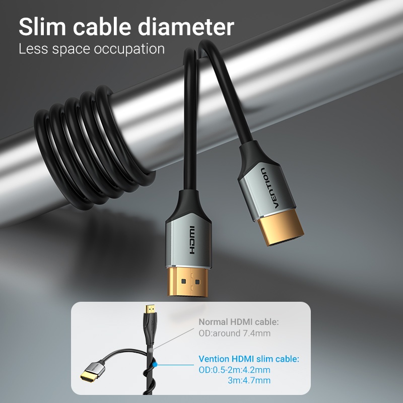 Vention สาย HDMI บางพิเศษ 4K 60Hz HDMI2.0 สายเคเบิล สําหรับ PC Xbox เกมมอนิเตอร์ ตัวผู้ เป็นตัวผู้ HD