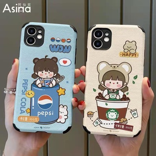 เคสโทรศัพท์มือถือหนังแกะ ซิลิโคน กันกระแทก ลายการ์ตูนน่ารัก สําหรับ Apple 12 pro 11 MINI xsmax