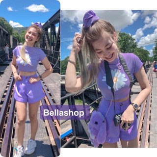 🔥พร้อมส่ง🔥ชุดเซตผ้ายืดน่ารัก ได้ 3 ชิ้น เสื้อ กางเกง แถมฟรียางมัดผม ด้วยค่ะ