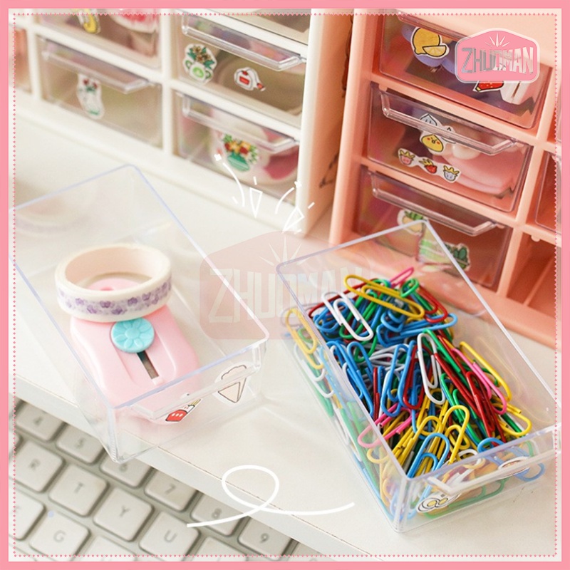 ชั้นลิ้นชักพลาสติก  กล่องเก็บเครื่องประดับกล่องลิ้นชัก 9ช่องชั้นวางของ สารพัดประโยชน์เก็บของจุกจิกบนโต๊ะ ขนาดเล็ก - รูปที่ 4