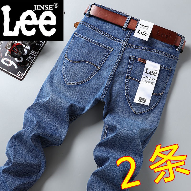 ☒▣JINSE LEE แท้ในช่วงฤดูร้อนกางเกงยีนส์บางผู้ชายเกาหลีเทรนด์กางเกงลำลองหลวมตรงกางเกงผู้ชาย