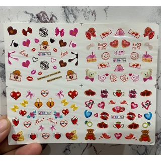 สติ๊กเกอร์ติดเล็บวาเลนไทน์ รูปหัวใจ แทททูติดเล็บ มีหลายแบบให้เลือก