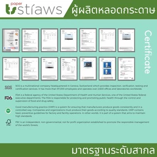 หลอดกระดาษ 6มิล ยาว 19.7cm 100ชิ้น ลายริ้ว ย่อยสลายได้ 100% เป็นมิตรต่อสิ่งแวดล้อม