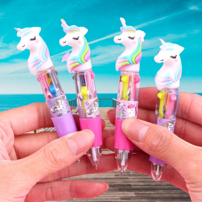 PEN MINI UNICORN / FLAMINGO 4 COLOUR BALL POINT ปากกาสไตล์เกาหลี