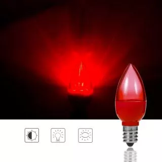 หลอดไฟ LED สำหรับศาลเจ้า เจ้าที่ ตี่จู้เอี๊ย สีแดง E12 (แพ็คคู่)