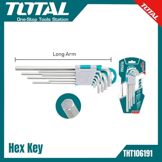 Total กุญแจหกเหลี่ยม 9ตัวชุด ยาว ขนาด 1.5-10mm รุ่นTHT106191 ( Hex Key Wrench )